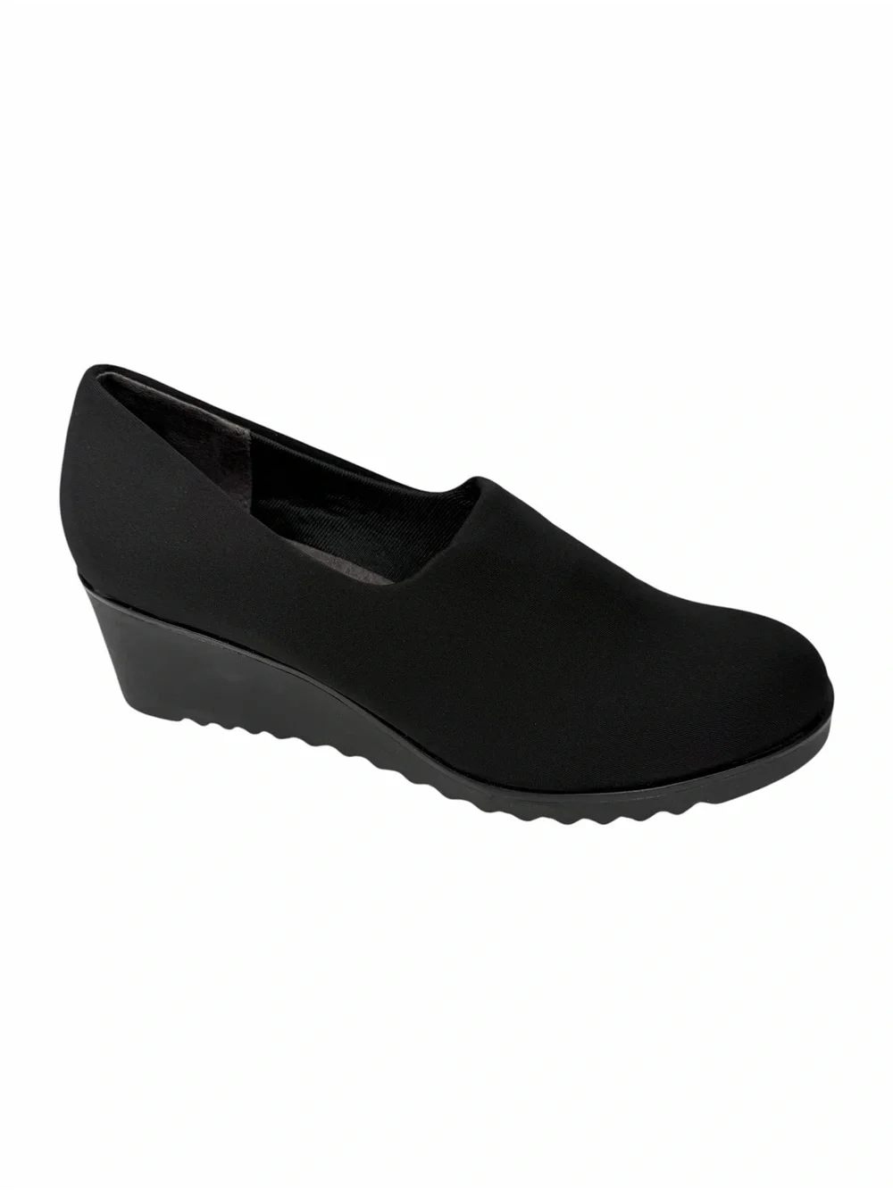 LifeStride Women's Ziva Round Toe Wedge Shoes Black Knit Fabric Size 8W